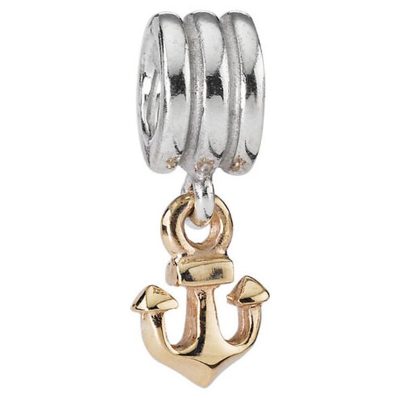 Authentic Pandora Anchor Dangle Charm 790225 Silver & 14K Gold - Picture 8 of 8